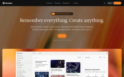 Ancher homepage (screenshot of ancher.ai)