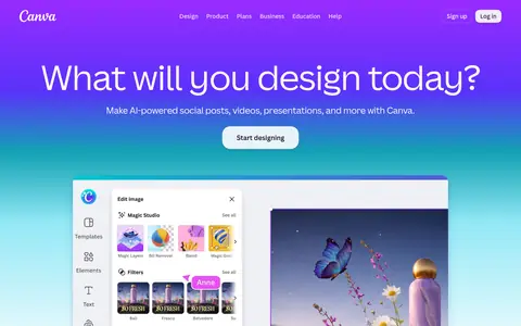 Canva homepage (screenshot of canva.com)