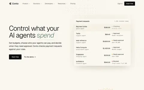 Conto homepage (screenshot of conto.finance)
