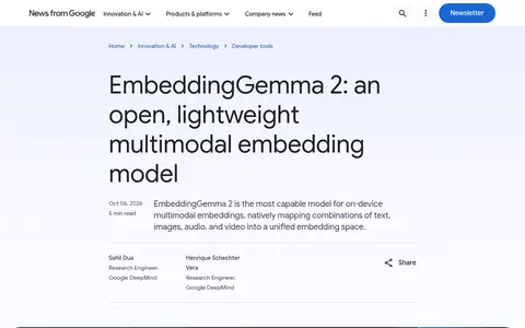 EmbeddingGemma 2 homepage (screenshot of blog.google)