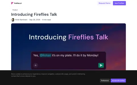 Fireflies Talk homepage (screenshot of fireflies.ai)