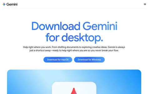 Gemini app for Windows homepage (screenshot of gemini.google)