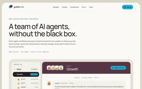 guilds.run homepage (screenshot of guilds.run)