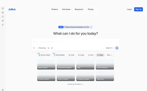 Julius AI homepage (screenshot of julius.ai)