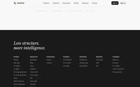 Manus homepage (screenshot of manus.im)