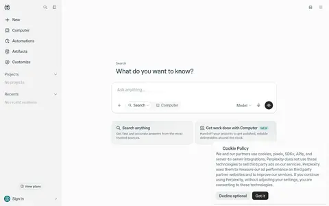 Perplexity homepage (screenshot of perplexity.ai)