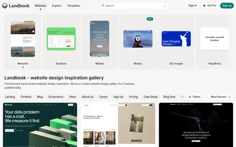 Land-book homepage (screenshot of land-book.com)