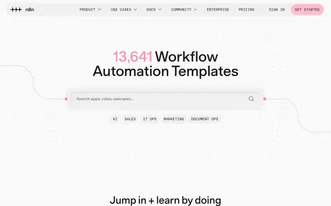 n8n workflow templates homepage (screenshot of n8n.io)