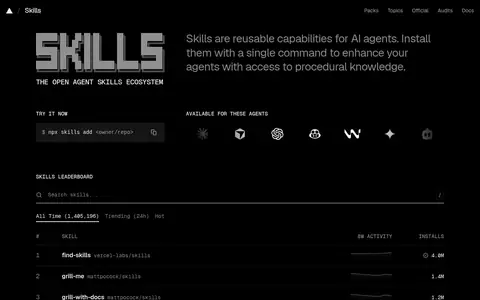 skills.sh homepage (screenshot of skills.sh)