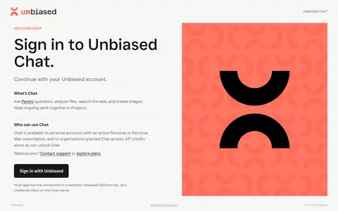 Unbiased Chat homepage (screenshot of chat.unbiased.ai)